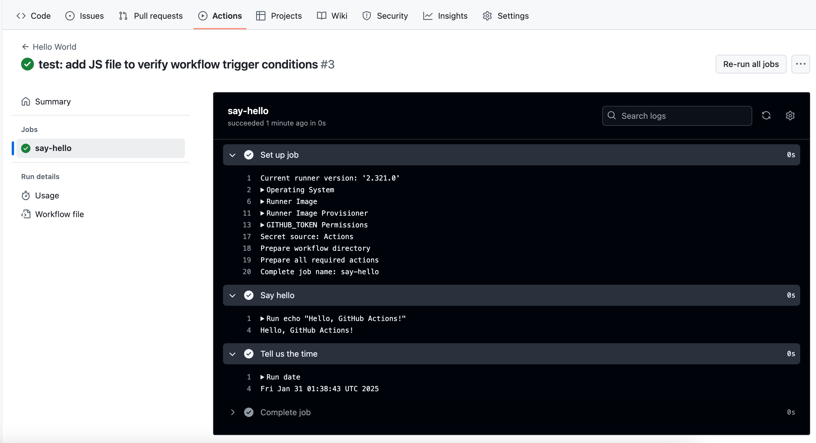 Github Actions Workflow trigger by branch and JS file changes